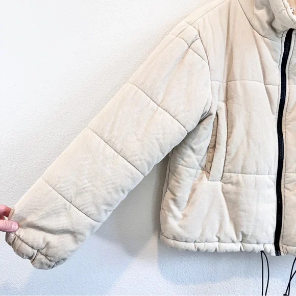 Polly Corduroy Puffer Jacket Cropped Neutral Minimal Cozy Gorpcore Women 10 A98 - Picture 5 of 10